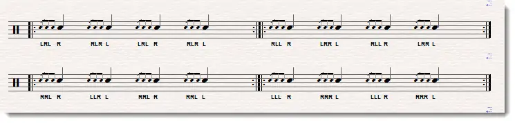 snare drum ruff notation